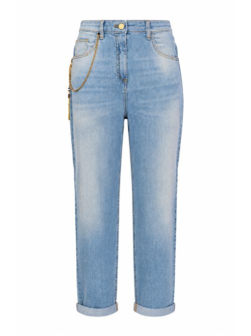 eans in denim con dettaglio catena Elisabetta Franchi | PJ22D65E2192